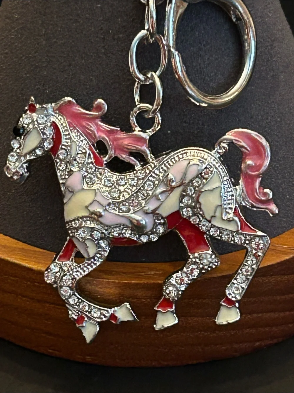 Gold or Silver Hardware w/Colorful Crystal Trotting Horse 🐎 Bag Charm Keychain